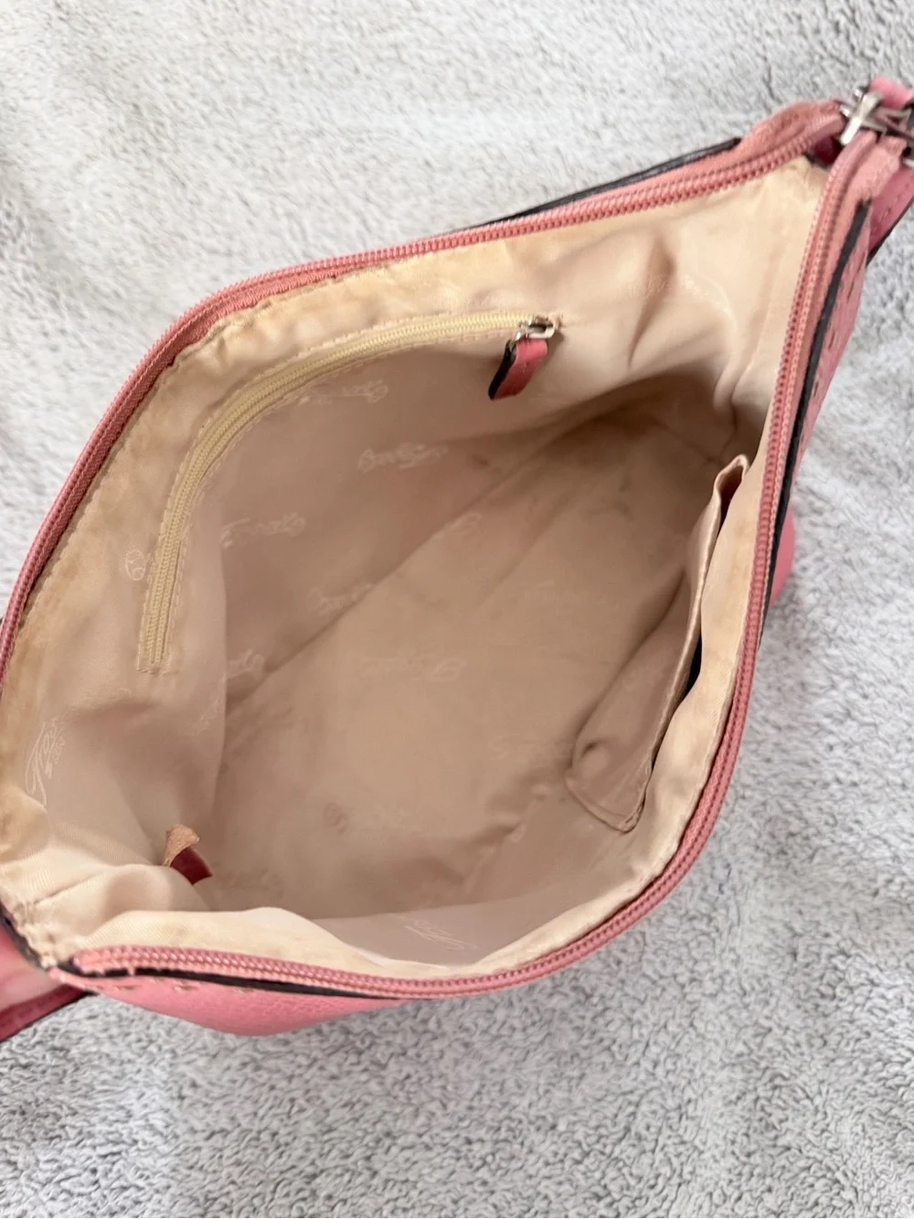 Fossil Pink Leather Shoulder Bag Crossbody Hobo Purse whipstich y2k vintage